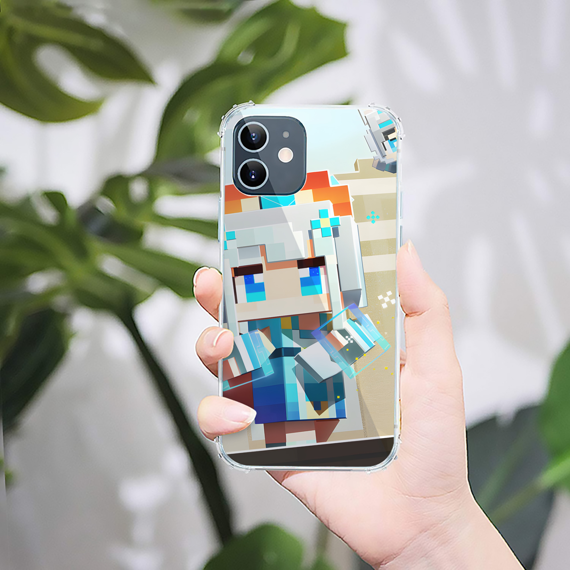 （画像用） マインクラフト ブロックの世界 Minecraft MC Block world 【iPhone 12シリーズ対応】透明スマホケース（クリアソフトケース）